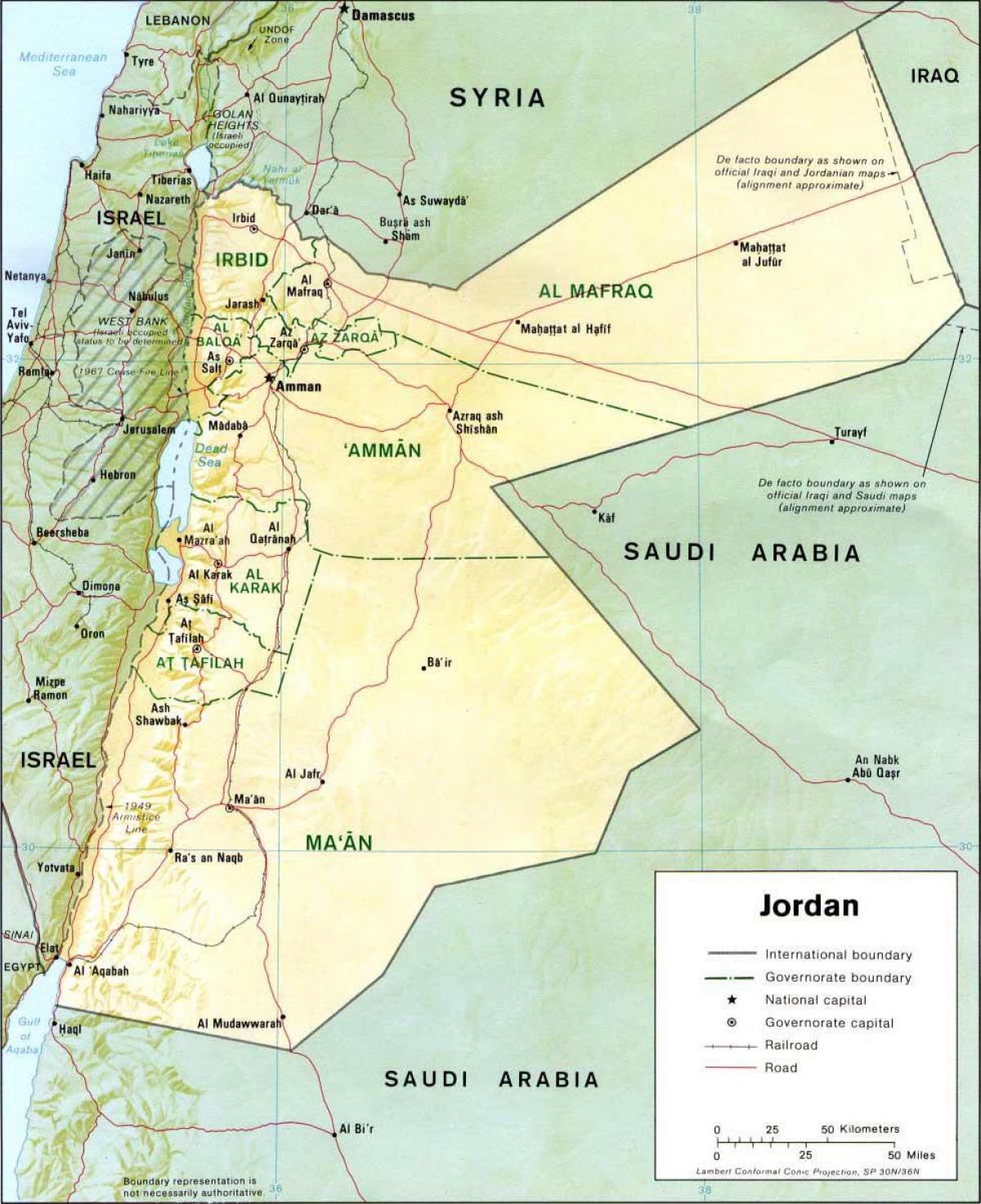 детальна карта Йорданії