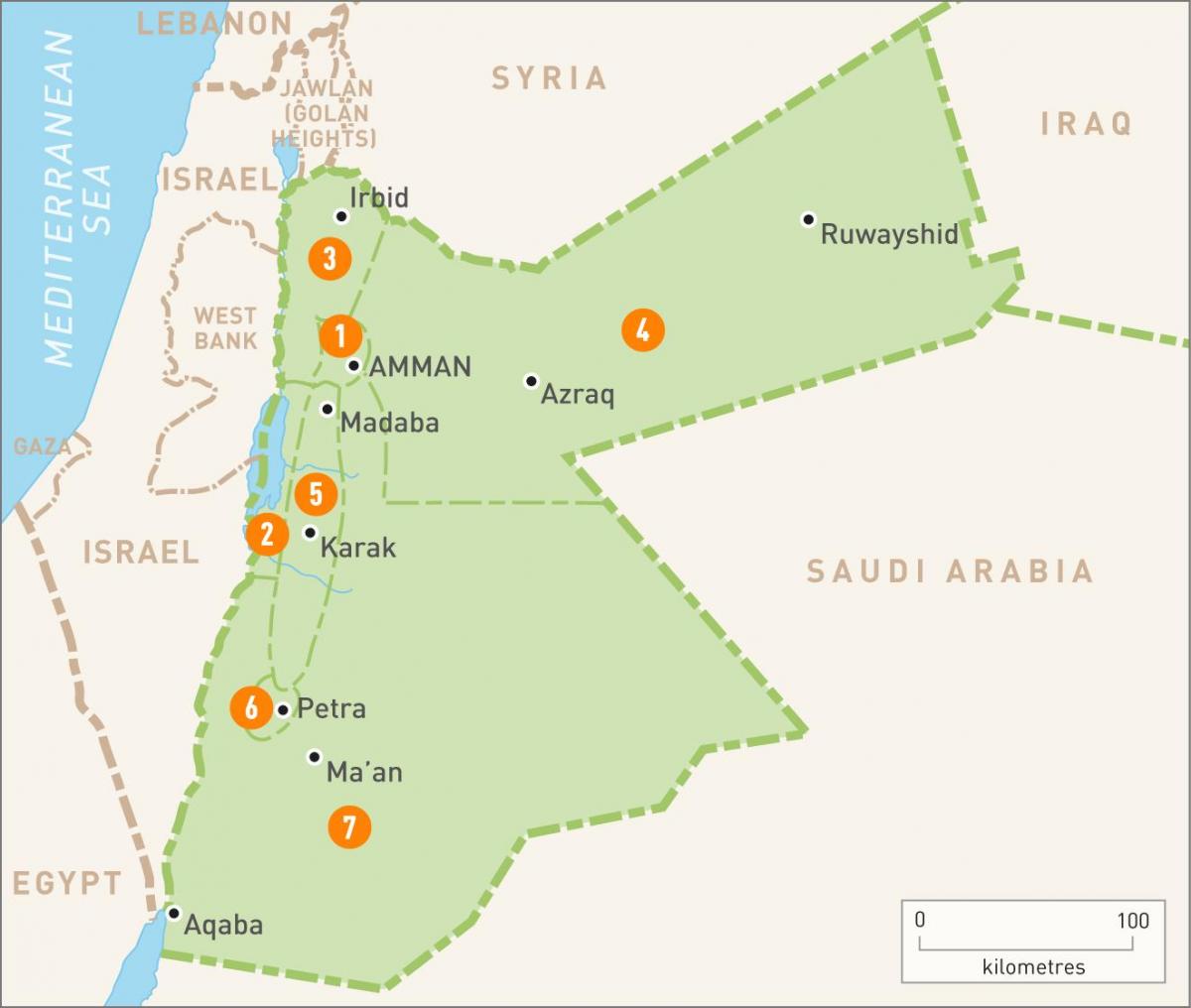 Амман, Йорданія на карті
