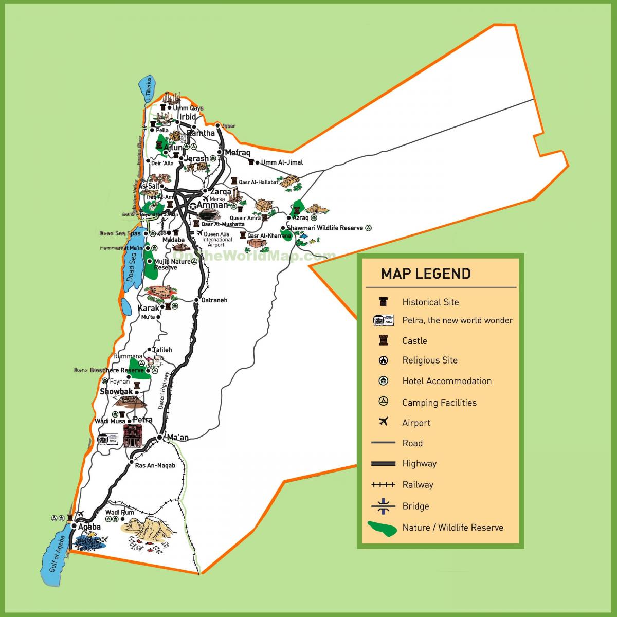 карта Йорданії туристичних сайтах