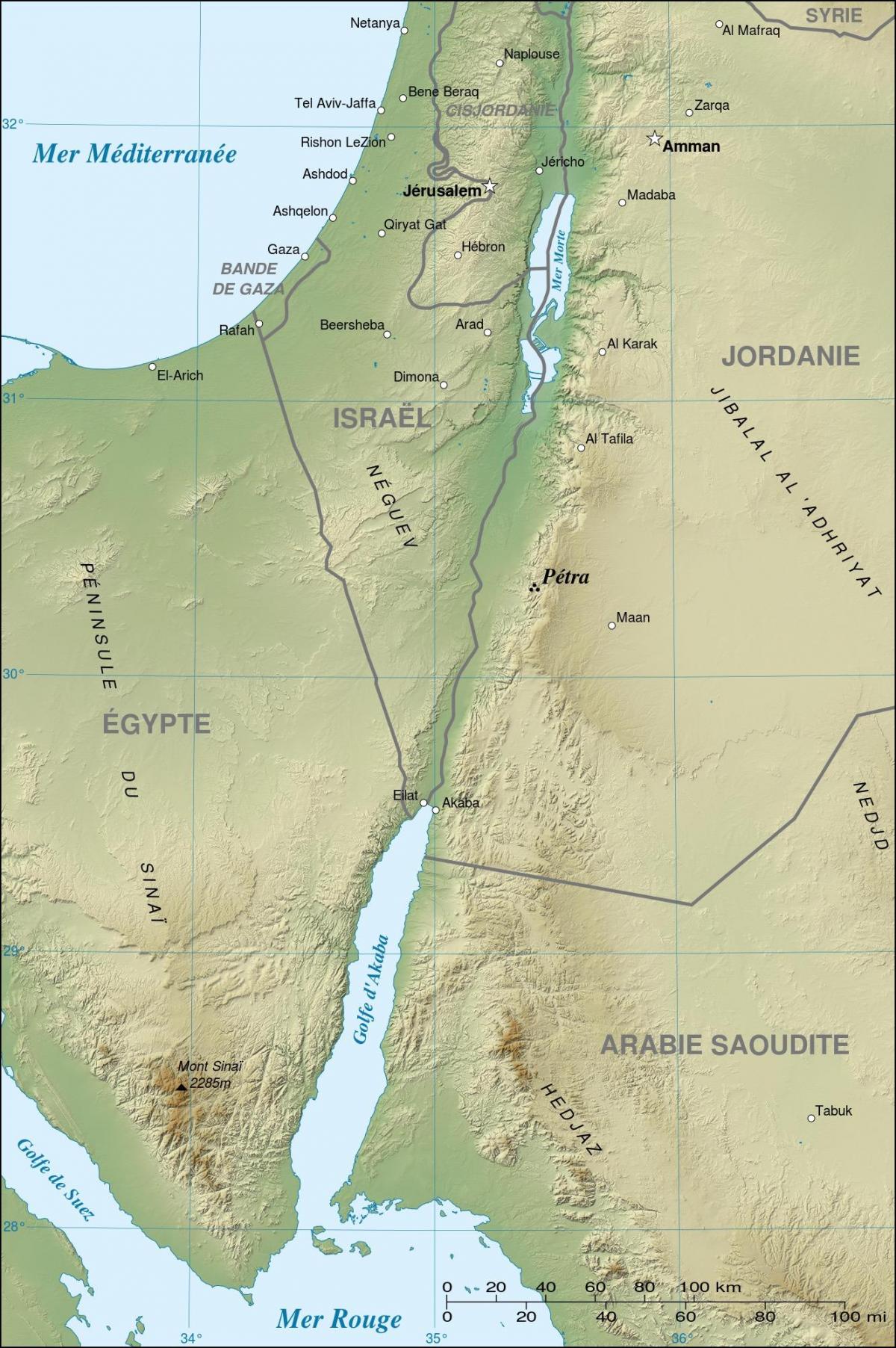 карта Йорданії Петра показує
