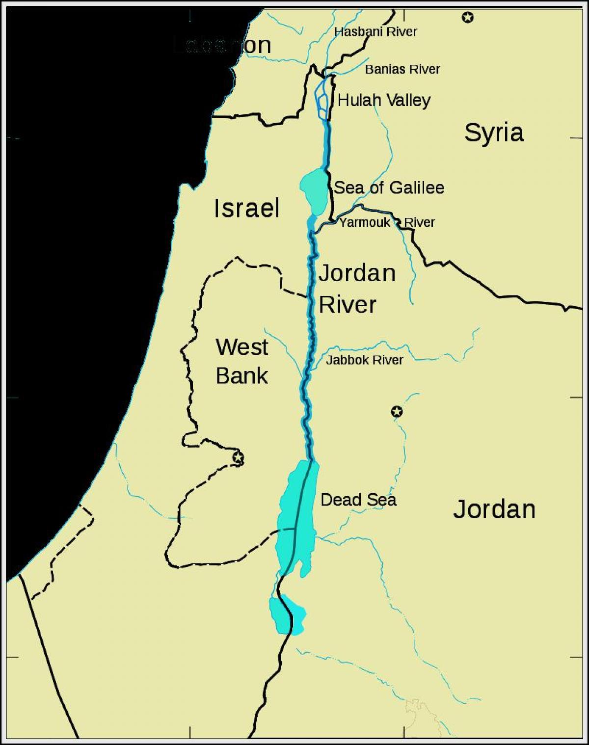 Йордан, річка на Близькому Сході карті