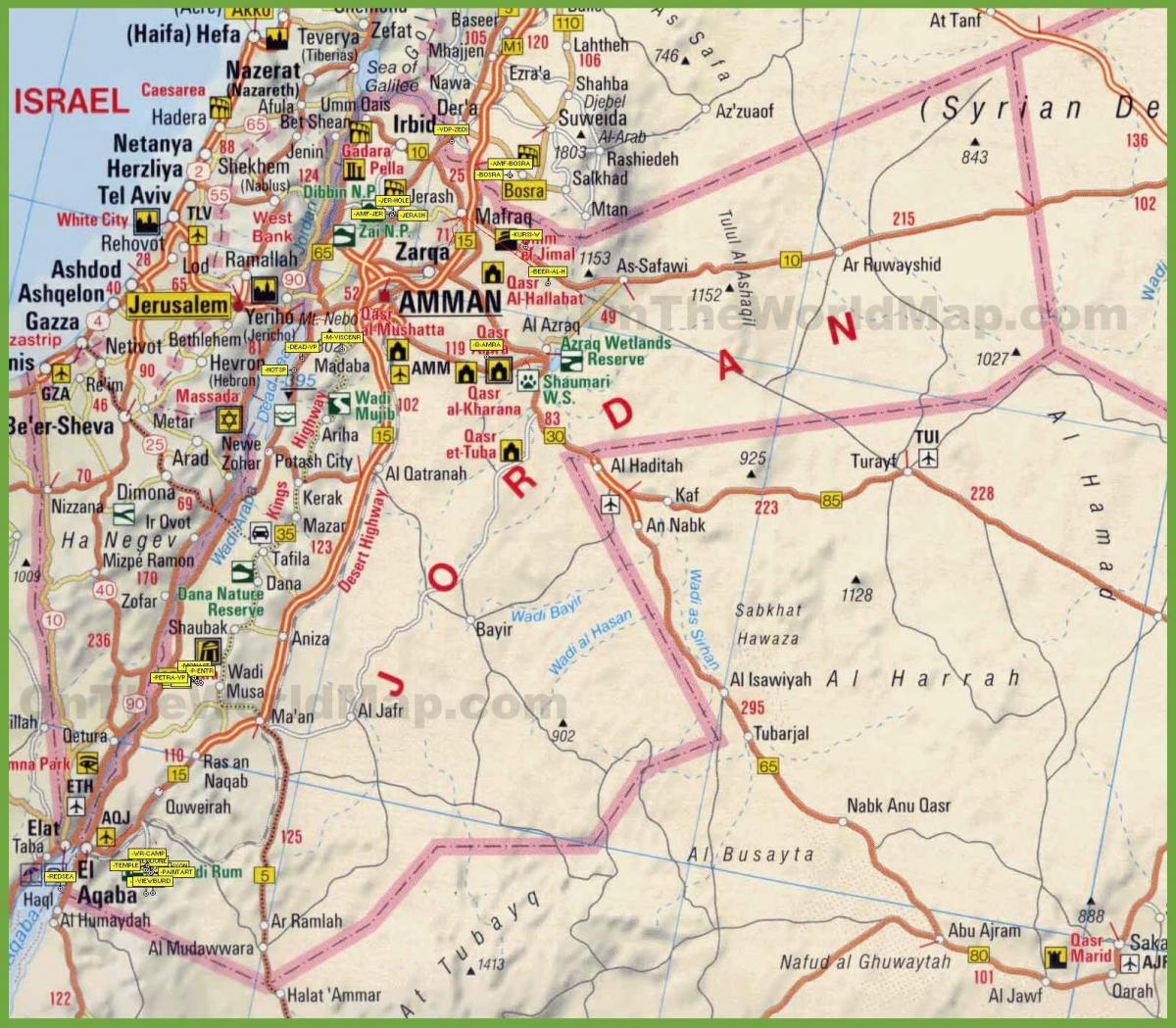 карта Йорданії дорозі