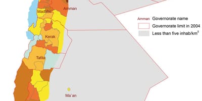 Карта Йорданії населення